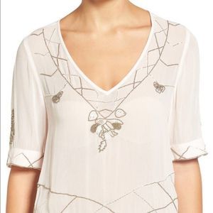 Hinge Short sleeves sheer blouse size medium